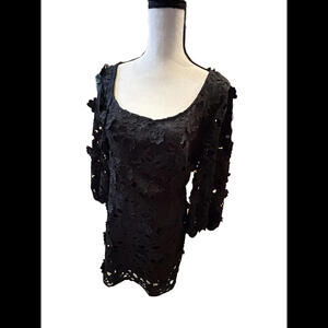 👗⚫️Boston Proper Women's Lace Lined Dress Long Sleeve Size 14